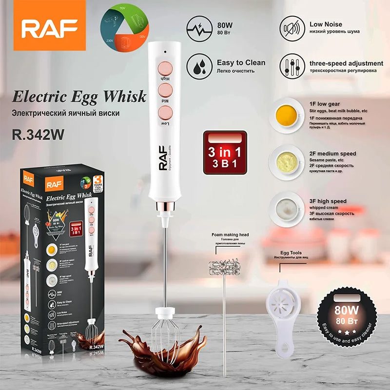 RAF - 3-in-1 Electric (Egg Whisk, Milk Frother &amp; Stirrer)