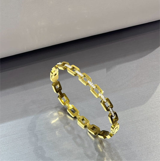 Chain-Link Crystal Bangle