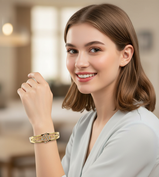 Crystal Bloom Gold Bangle